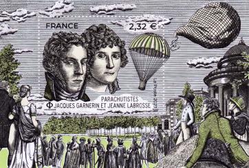 12. FRANKREICH - Block „Erster Fallschirmabsprung von einem Ballon“, Mi.-Nr. BL 591(8461)