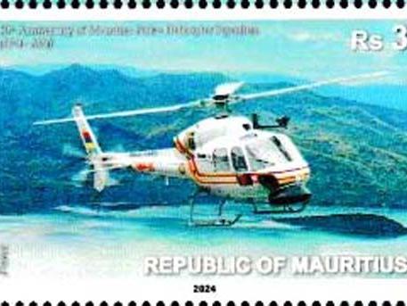 24 Mauritius - Block mit 3 Werten „50 Jahre Polizeihelikopter-Squadron von Mauritius“, noch ohne Mi.-Nr., Beispielabbildung: Eurocopter AS 355SN Fennec