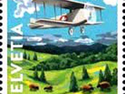 35 Schweiz - Einzelmarke „100 Jahre Sonderflug La Caquerelle– Lausanne“, Mi.-Nr. 2945 Rumpler C I