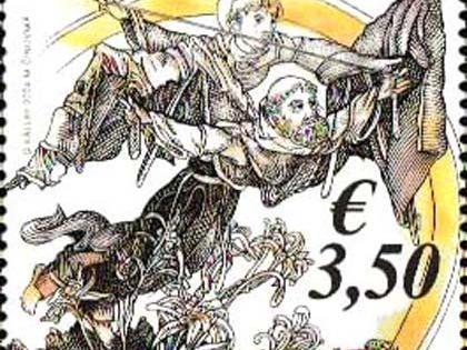 37 Slowakei - Block Mi.-Nr. 64(1026) „300. Geburtstag von Pater Fra Cyprian“, Markenabbildung: Pater Fra Cyprian und dessen Gleitflugapparat