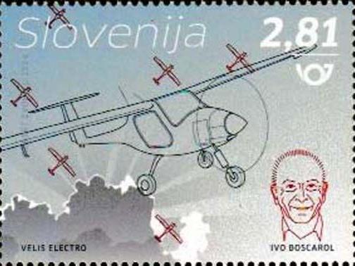 38 Slowenien - Einzelmarke „Ivo Boscarol“ Mi.-Nr. 1659 Pipistrel Velis Electro, Ivo Boscarol